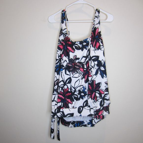 Aquabelle swimsuits for all, top only, black blue pink modern art pattern-Sz 26 - Picture 1 of 11